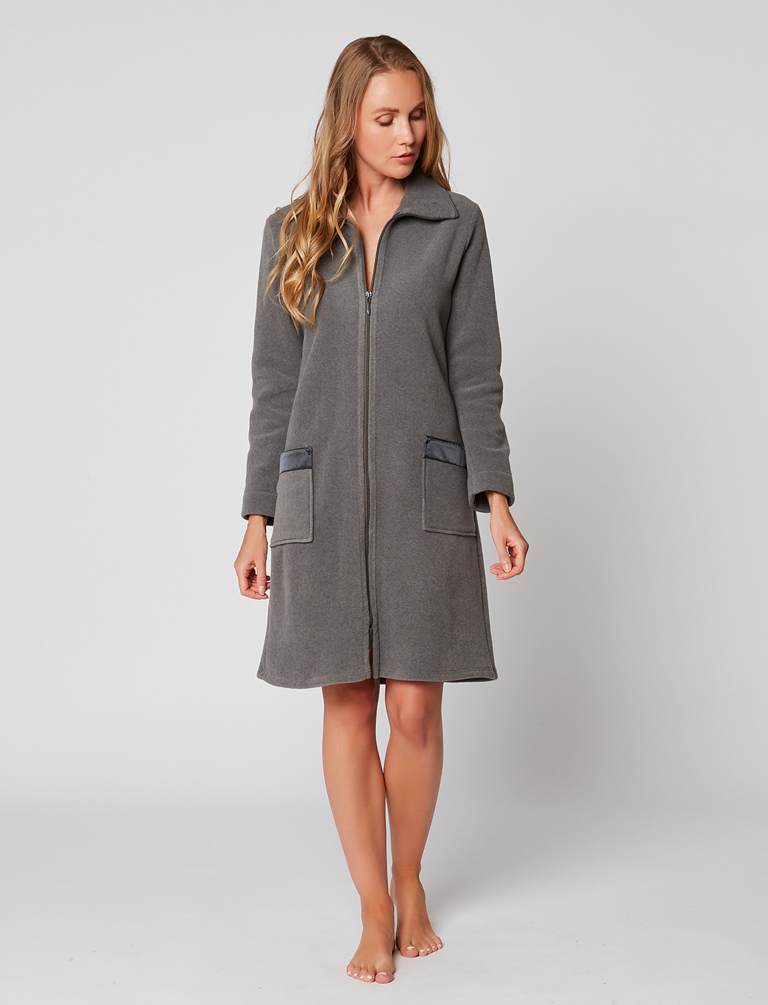 Zipped dressing gown in ESSENTIEL H54A Anthracite chiné