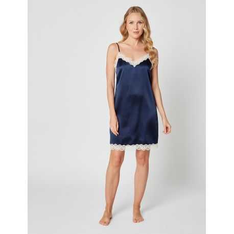 Silk nightdress 203 Navy blue