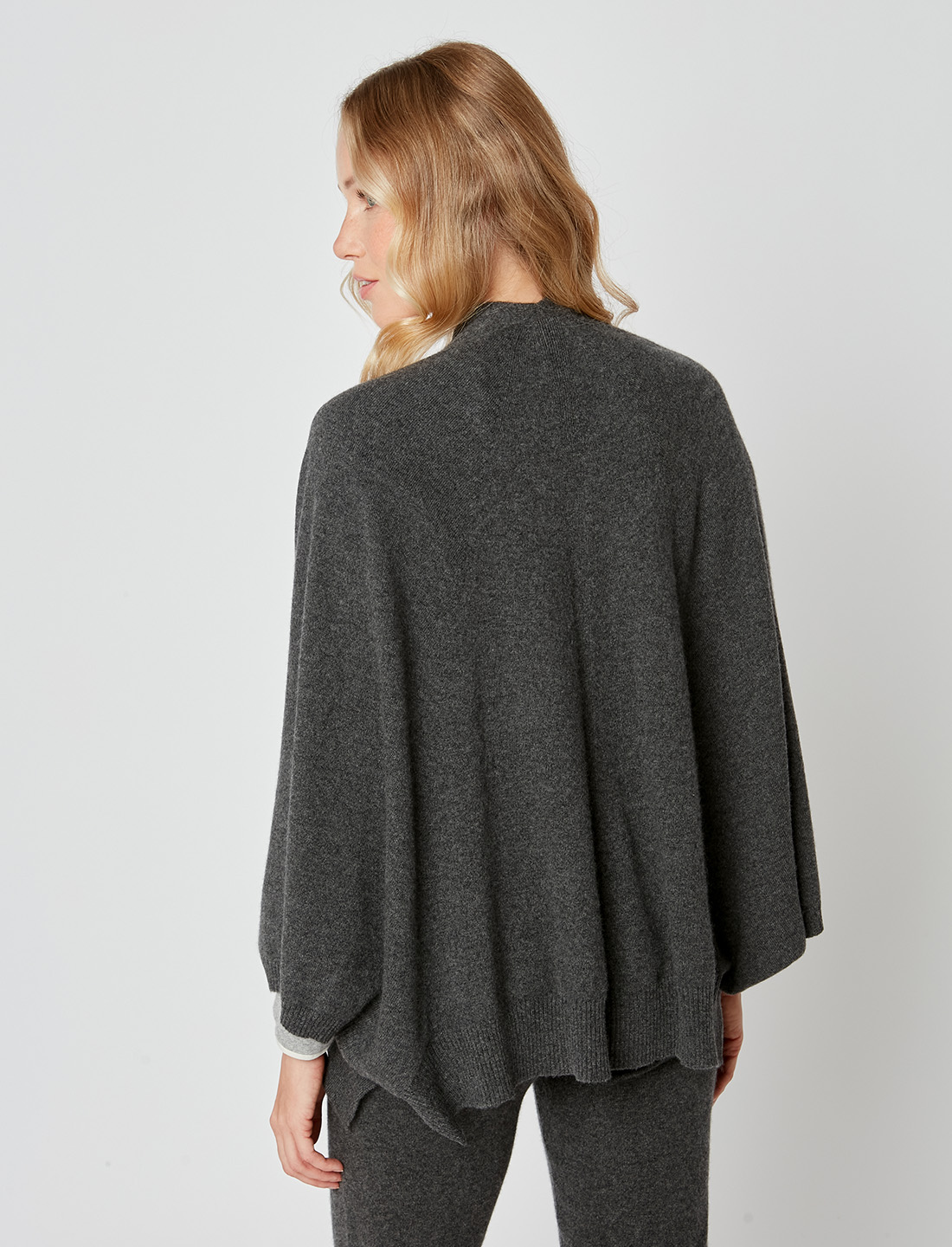 Poncho en cachemire anthracite