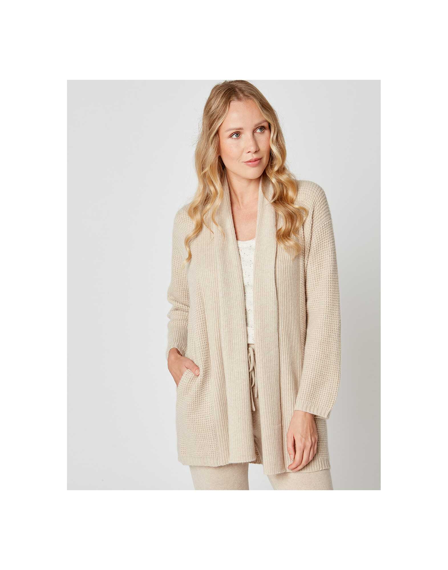 Veste cachemire col ch le coloris camel Lingerie le Chat