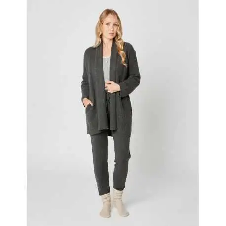 Cashmere shawl-collar jacket CACHE 007 in slate grey - Lingerie le Chat