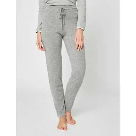 Cashemere straight-leg trousers CACHE 003 in grey fleck - Lingerie le Chat