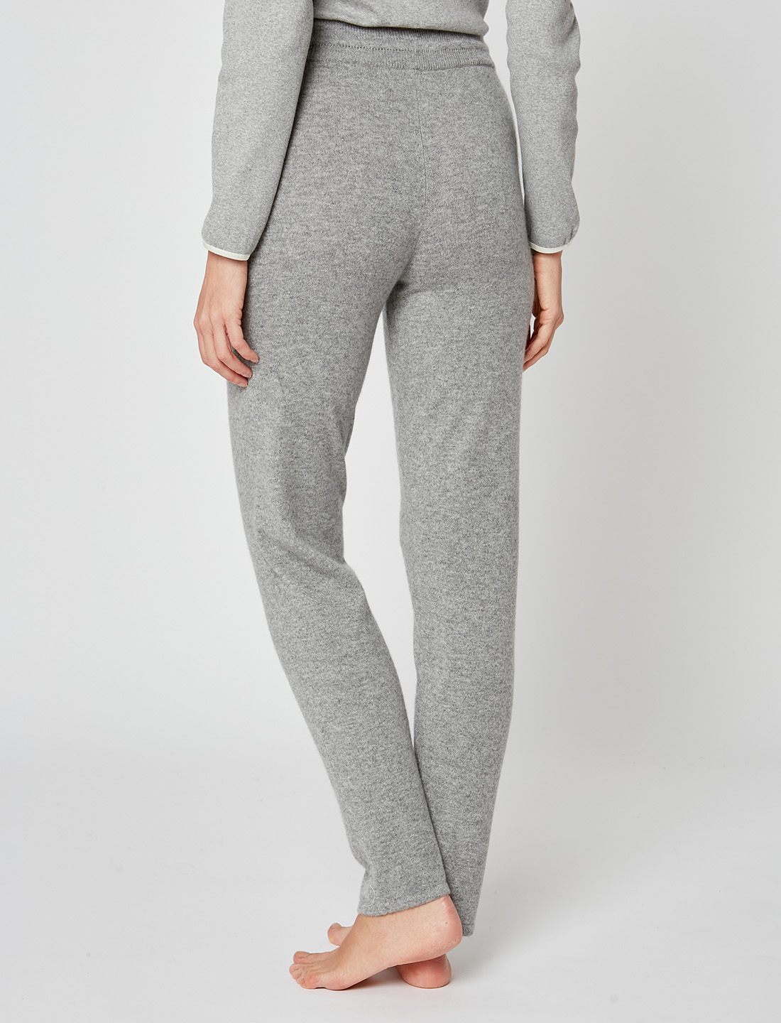 Cashmere straight-leg trousers in grey fleck