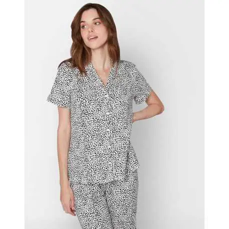 Patterned short pyjamas LOVIN'YOU 506 cotton-elastane, in navy-blue and ecru
