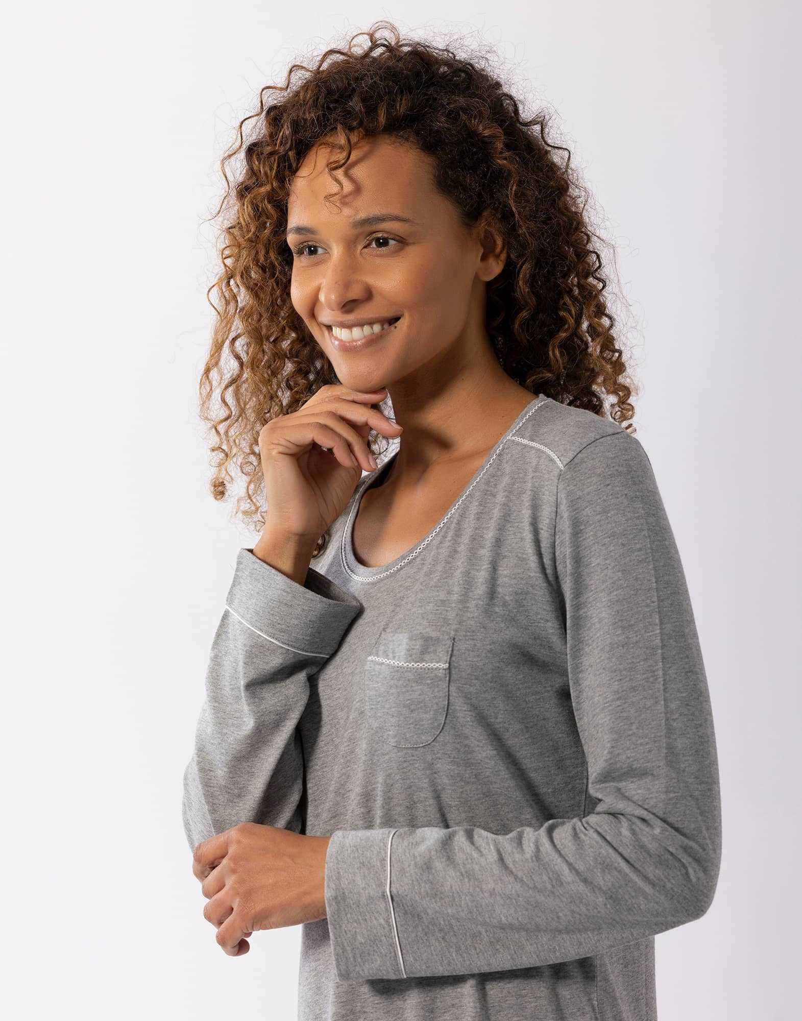 Cotton-modal nightshirt LES INTEMPORELLES A01 grey fleck