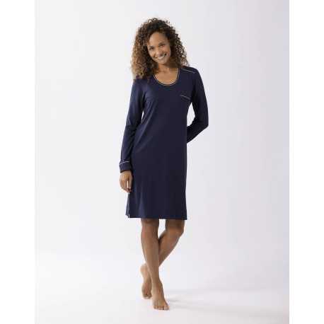 Chemise de nuit en coton modal LES INTEMPORELLES A01 marine Chemise de nuit en coton modal LES INTEMPORELLES A01 marine