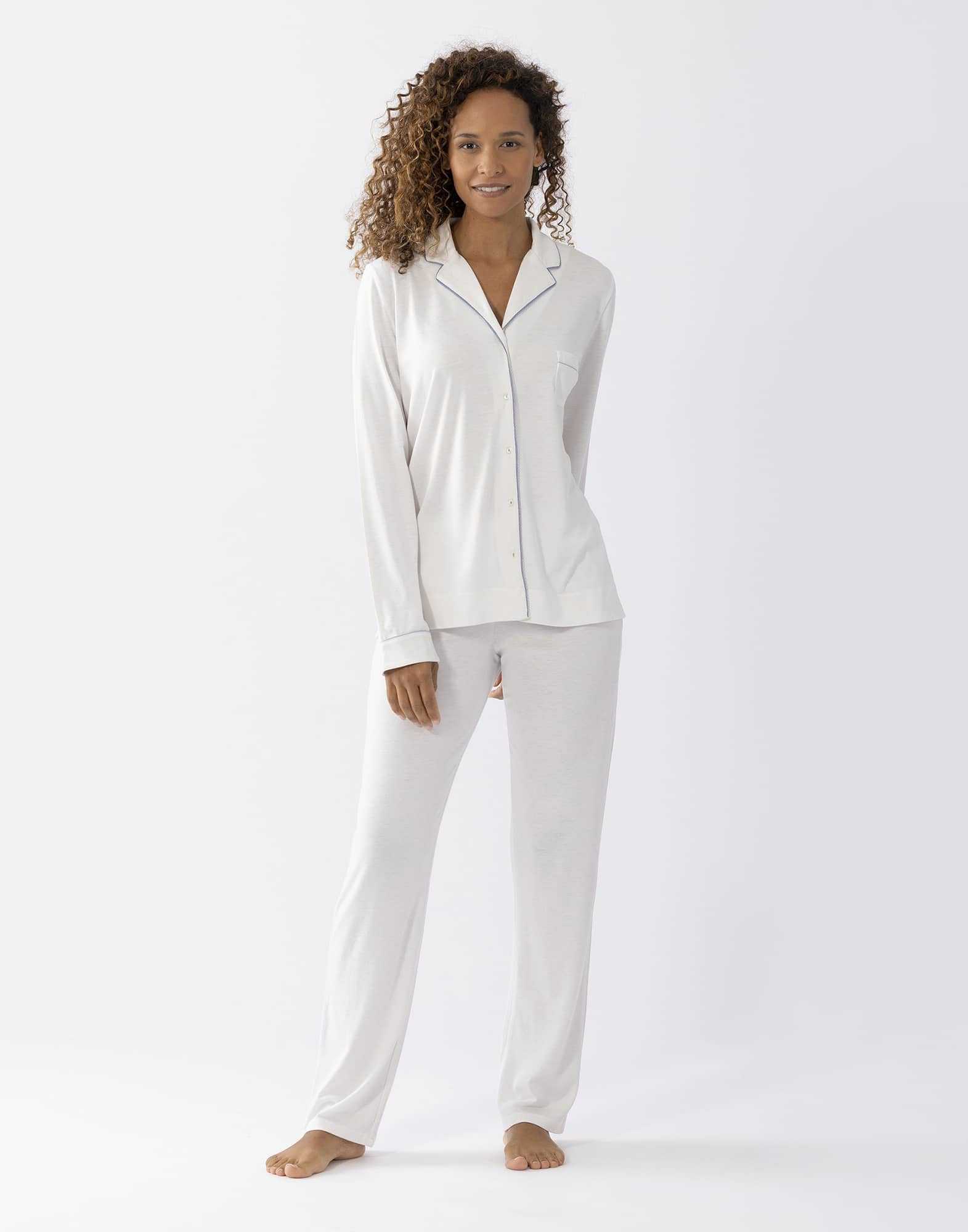 Button-front cotton-modal pyjamas LES INTEMPORELLES A06 ecru