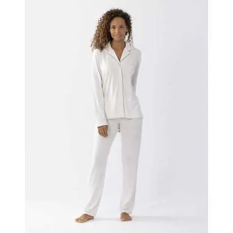 Button-front cotton-modal pyjamas LES INTEMPORELLES A06 ecru