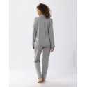 Pyjama boutonné en coton modal LES INTEMPORELLES A06 gris chiné