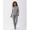 Pyjama boutonné en coton modal LES INTEMPORELLES A06 gris chiné