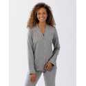 Pyjama boutonné en coton modal LES INTEMPORELLES A06 gris chiné