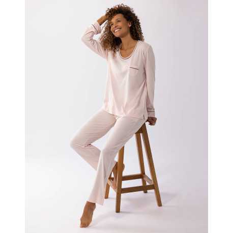 Pyjama en coton modal LES INTEMPORELLES A02 bois de rose