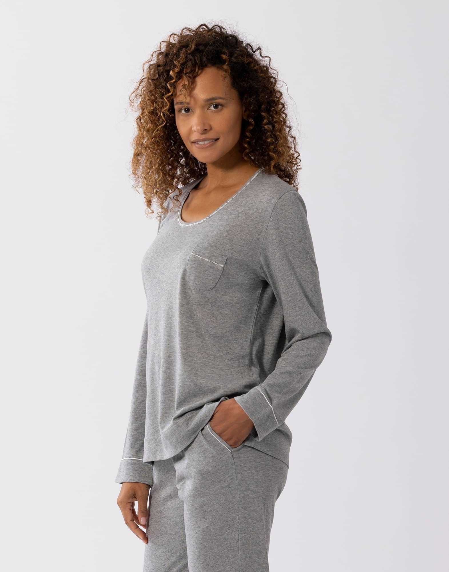 Cotton-modal pyjamas LES INTEMPORELLES A02 grey fleck