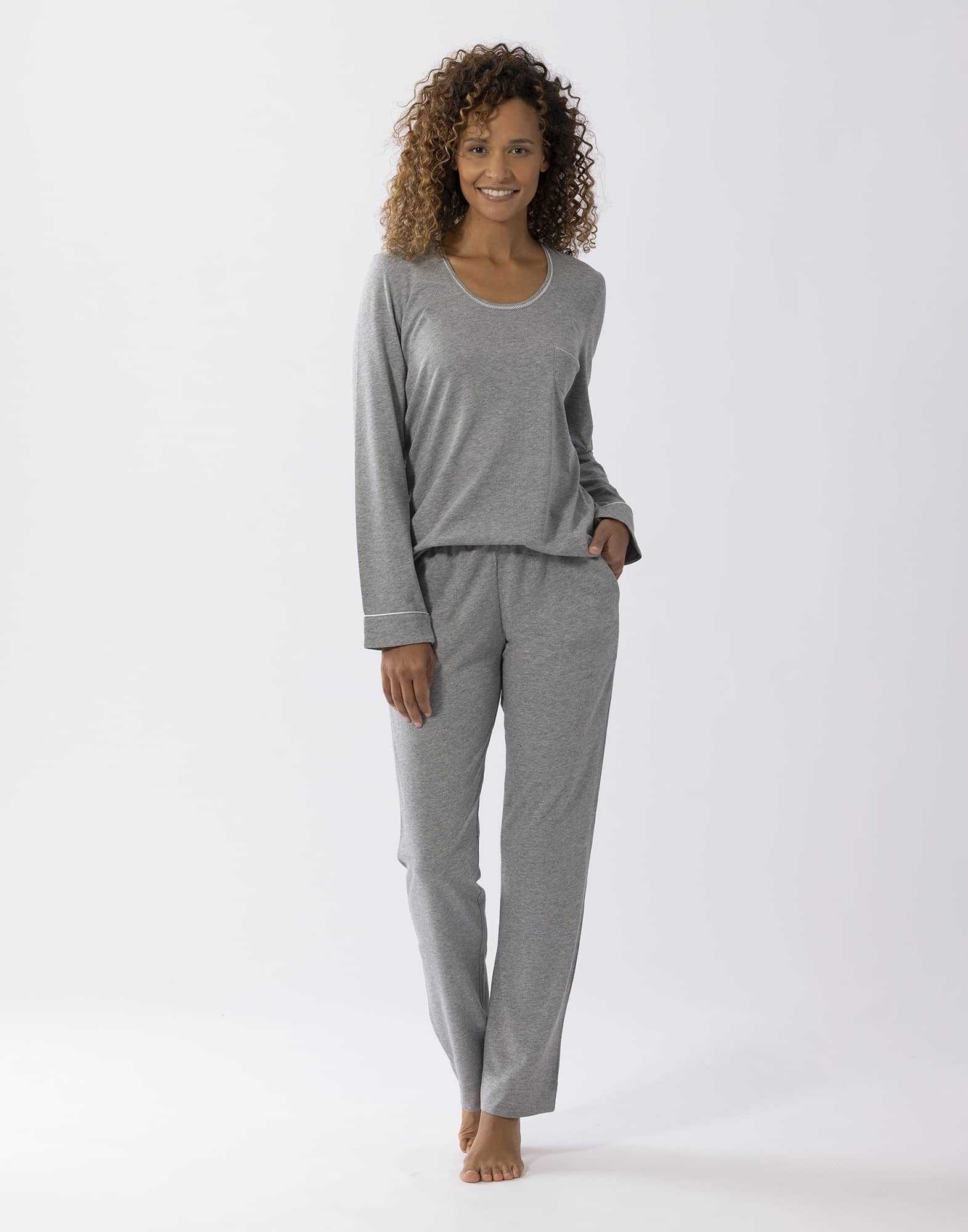 Cotton-modal pyjamas LES INTEMPORELLES A02 grey fleck