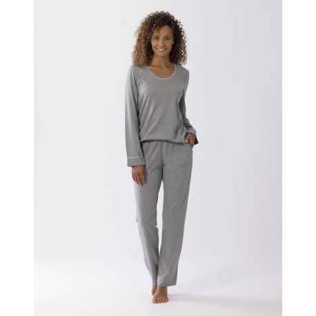Cotton-modal pyjamas LES INTEMPORELLES A02 grey fleck