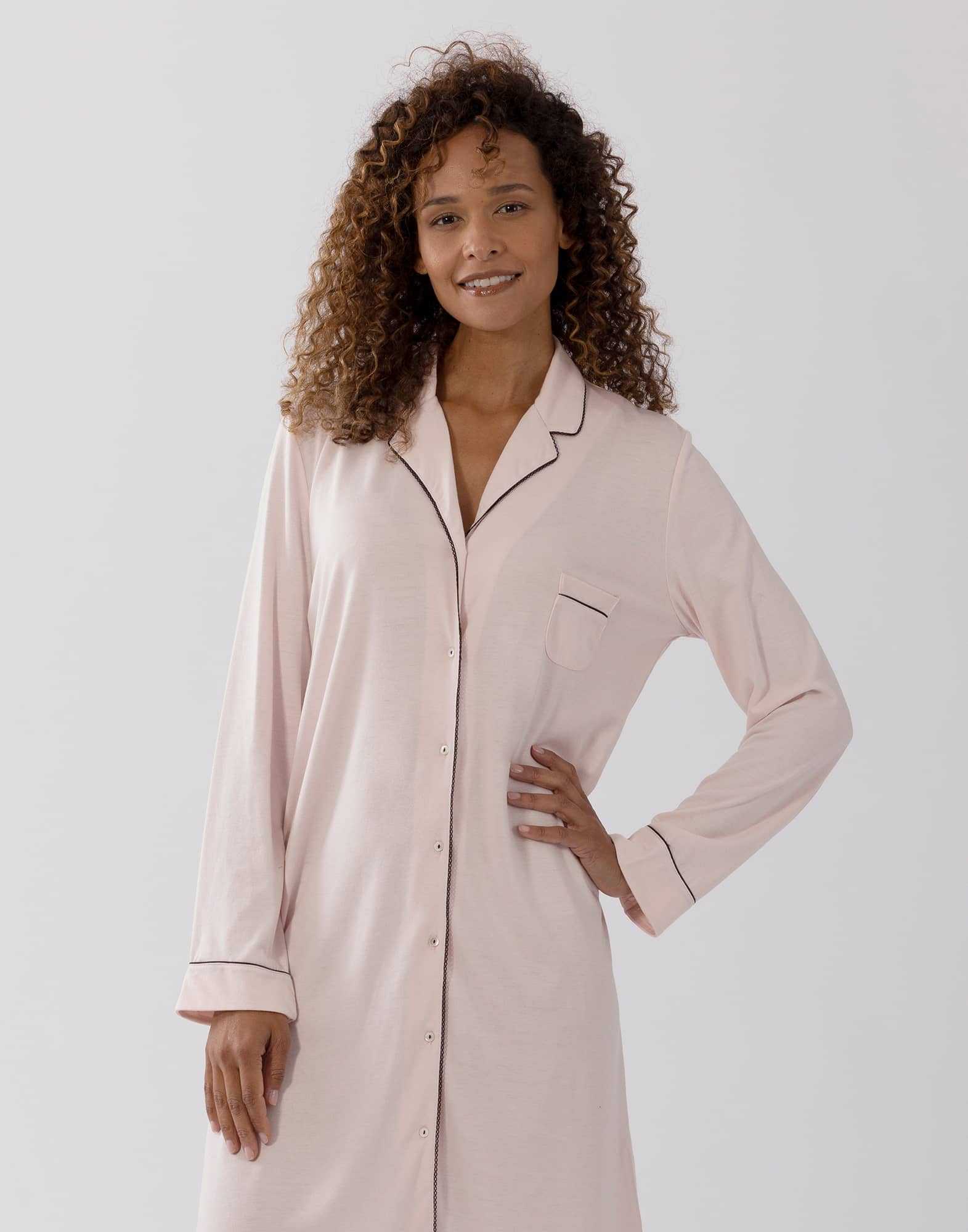 Cotton-modal nightshirt LES INTEMPORELLES A05 rosewood