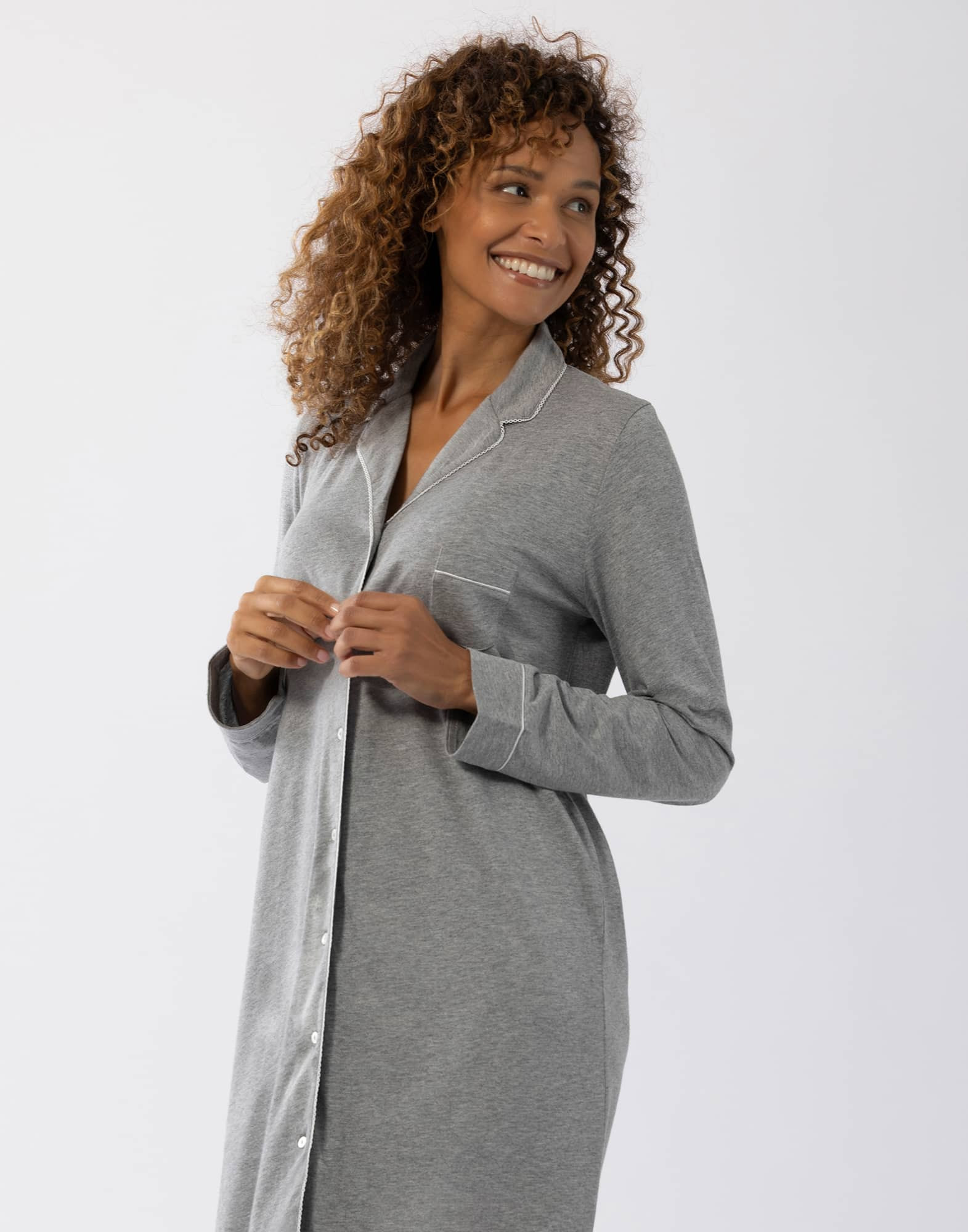 Cotton-modal nightshirt LES INTEMPORELLES A05 grey fleck