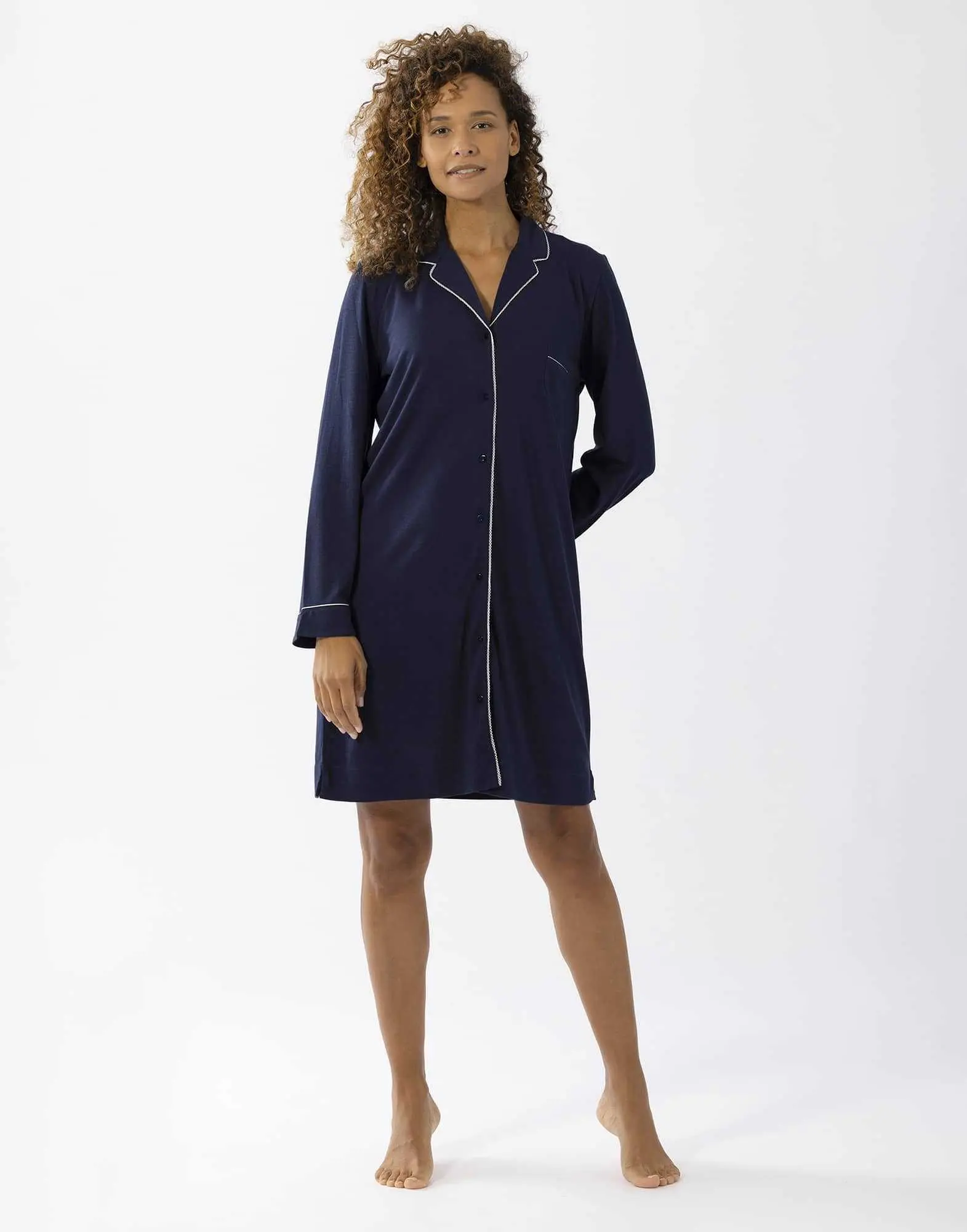 Cotton-modal nightshirt LES INTEMPORELLES A05 navy blue