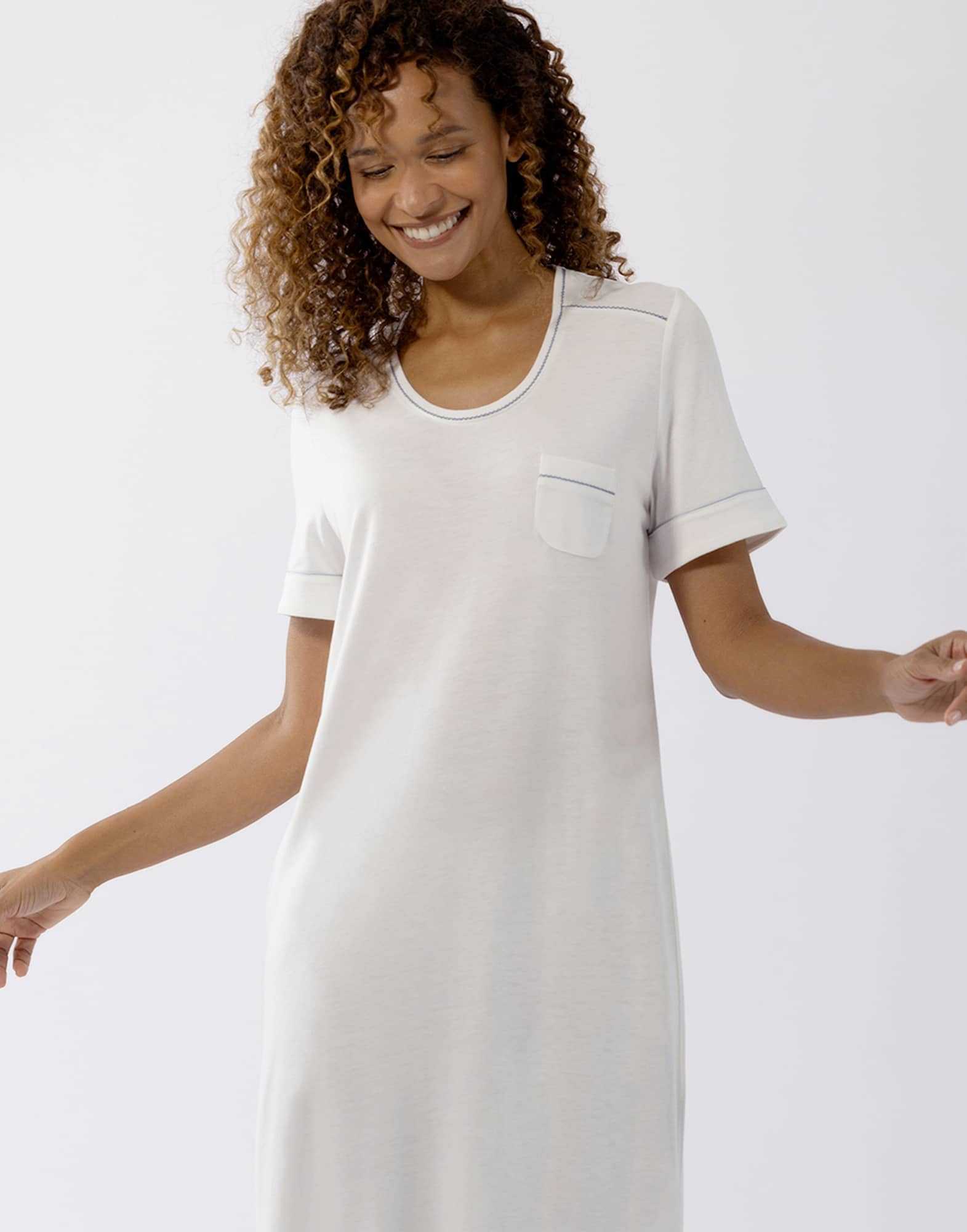 Short-sleeved cotton-modal nightshirt LES INTEMPORELLES A11 ecru