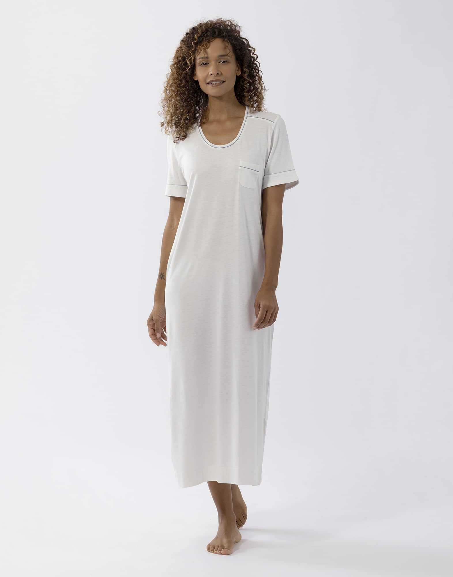 Short-sleeved cotton-modal nightshirt LES INTEMPORELLES A11 ecru