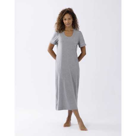 Chemise de nuit manches courtes en coton modal LES INTEMPORELLES A11 gris chiné Chemise de nuit manches courtes en coton modal LES INTEMPORELLES A11 gris chiné
