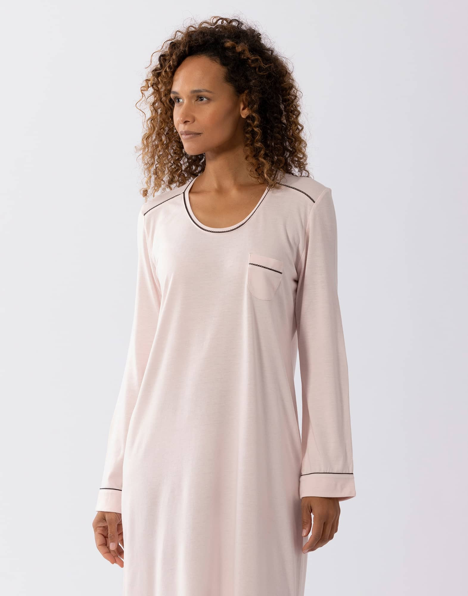 Cotton-modal nightshirt LES INTEMPORELLES A01 rosewood