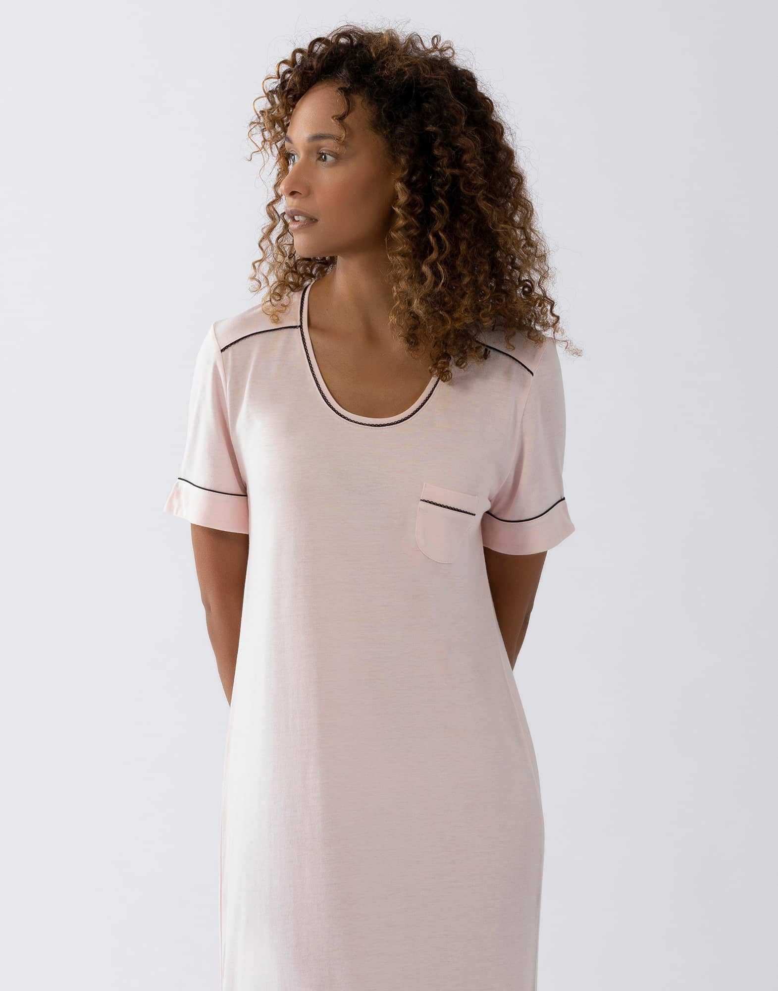 Short-sleeved cotton-modal nightshirt LES INTEMPORELLES A11 rosewood