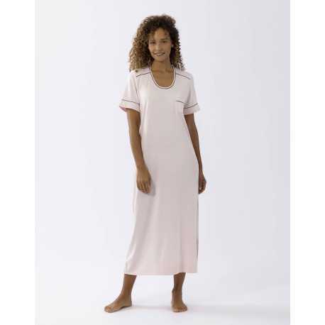 Chemise de nuit manches courtes en coton modal LES INTEMPORELLES A11 bois de rose