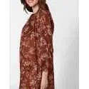 Kaftan in printed cotton voile CASAMANCE 540 cocoa & rose