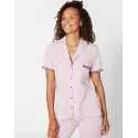 Cropped, striped pyjamas in cotton elastane TOUDOUX 506 violet ecru