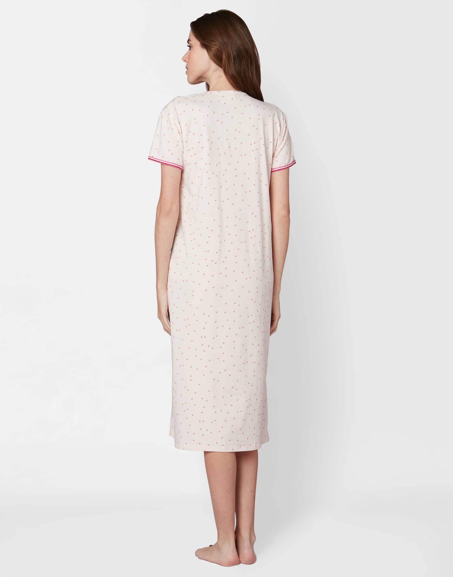 Long, patterned nightshirt in cotton elastane MORNING 511 rose