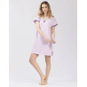 Striped nightdress in cotton elastane TOUDOUX 501 violet ecru
