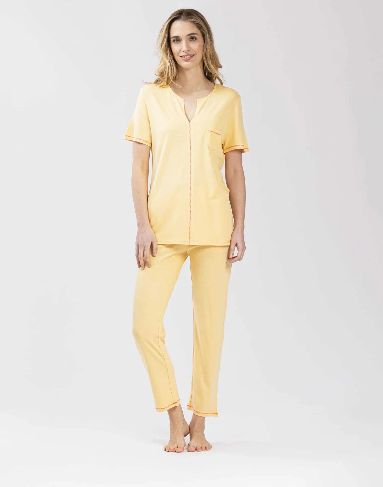 Capri-style cotton-modal pyjamas FANCY 512 in honey