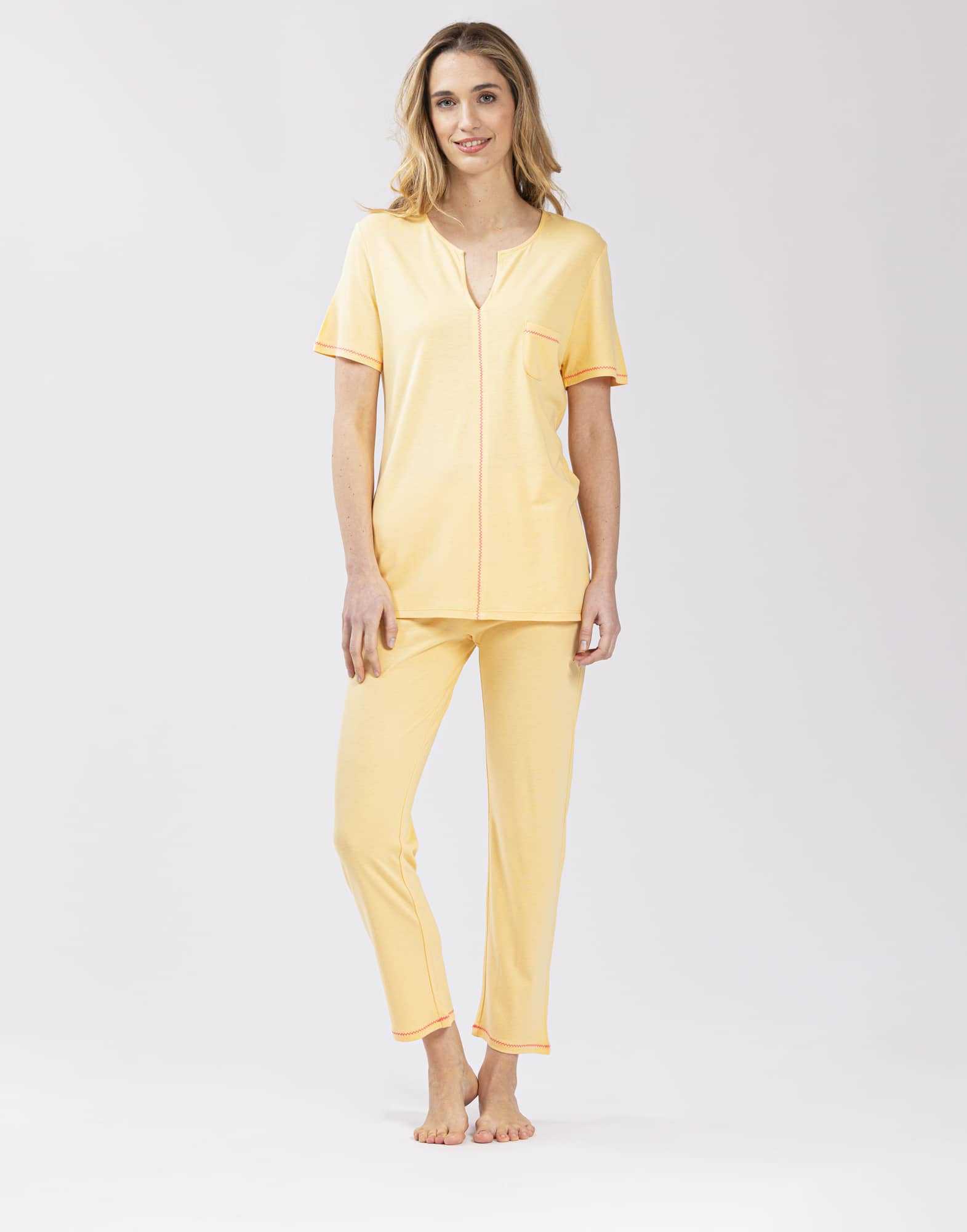 Pyjama pantacourt en coton-modal FANCY 512 miel