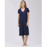 Long, patterned nightshirt in cotton elastane MORNING 511 navy blue