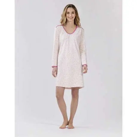 Patterned nightshirt in cotton elastane MORNING 501 rose