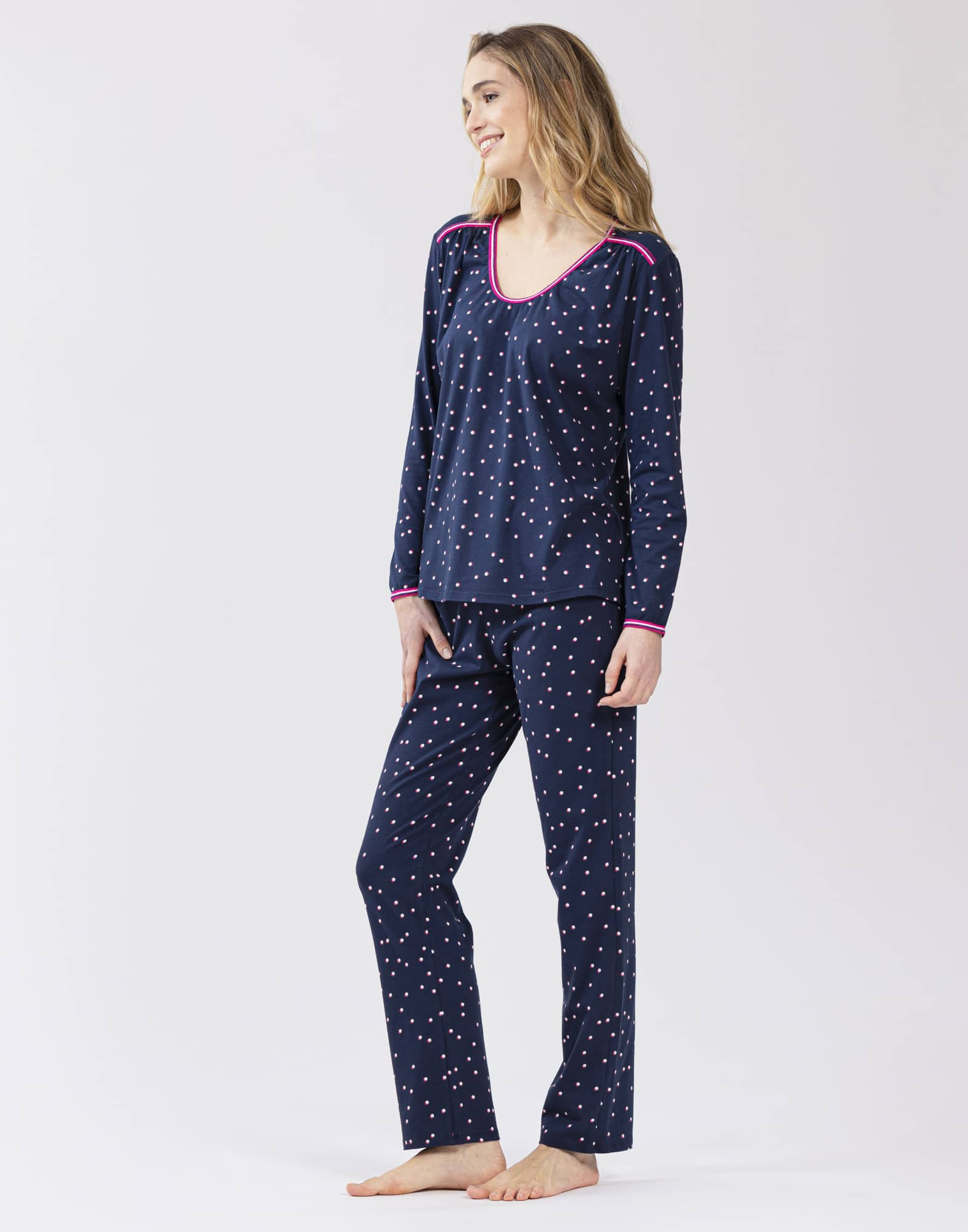 Patterned pyjamas in cotton elastane MORNING 502 navy blue