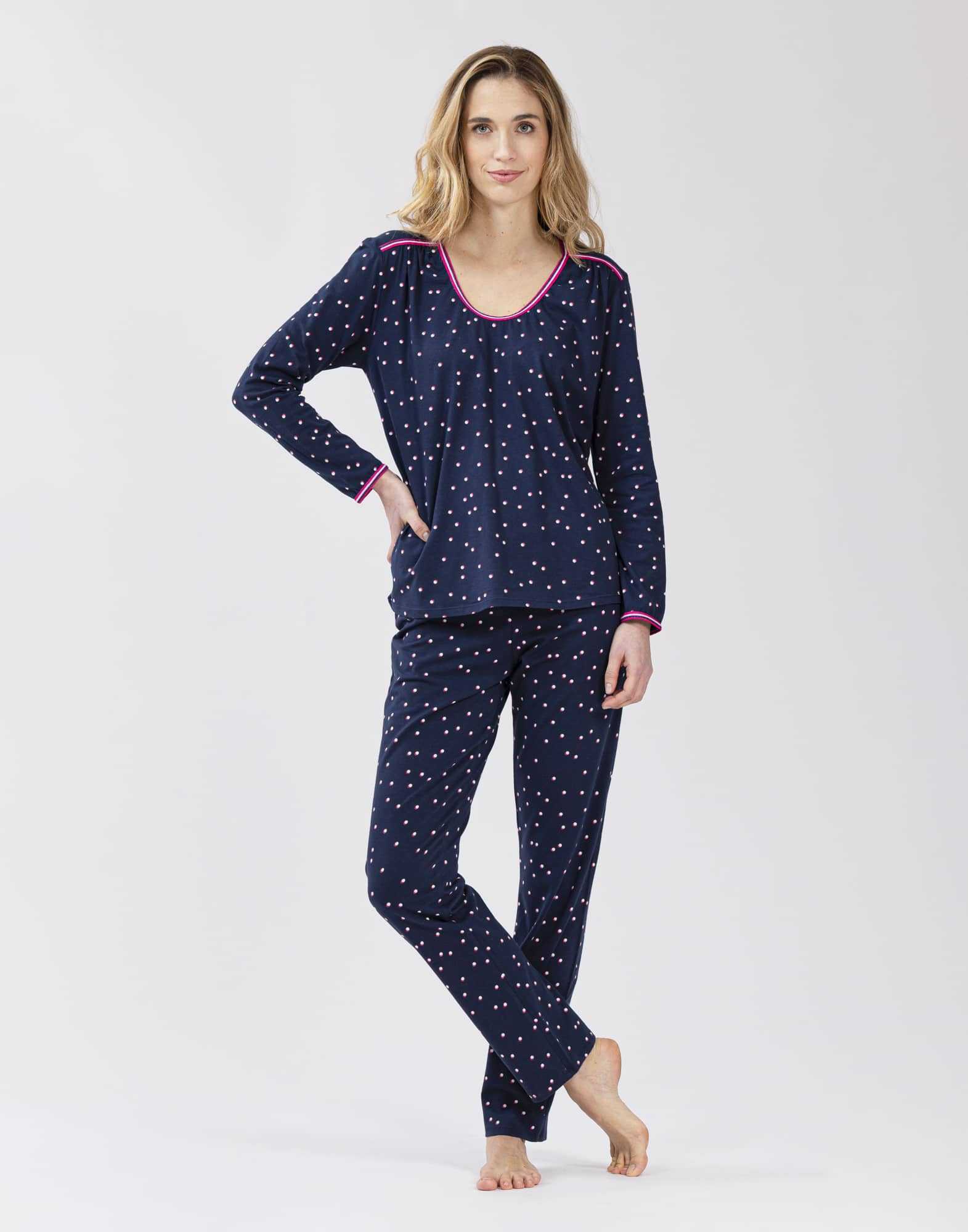 Patterned pyjamas in cotton elastane MORNING 502 navy blue