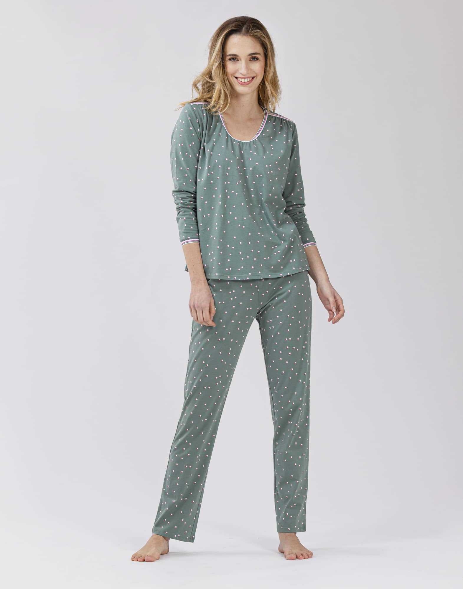 Pyjama imprimé en coton élasthanne MORNING 502 bambou