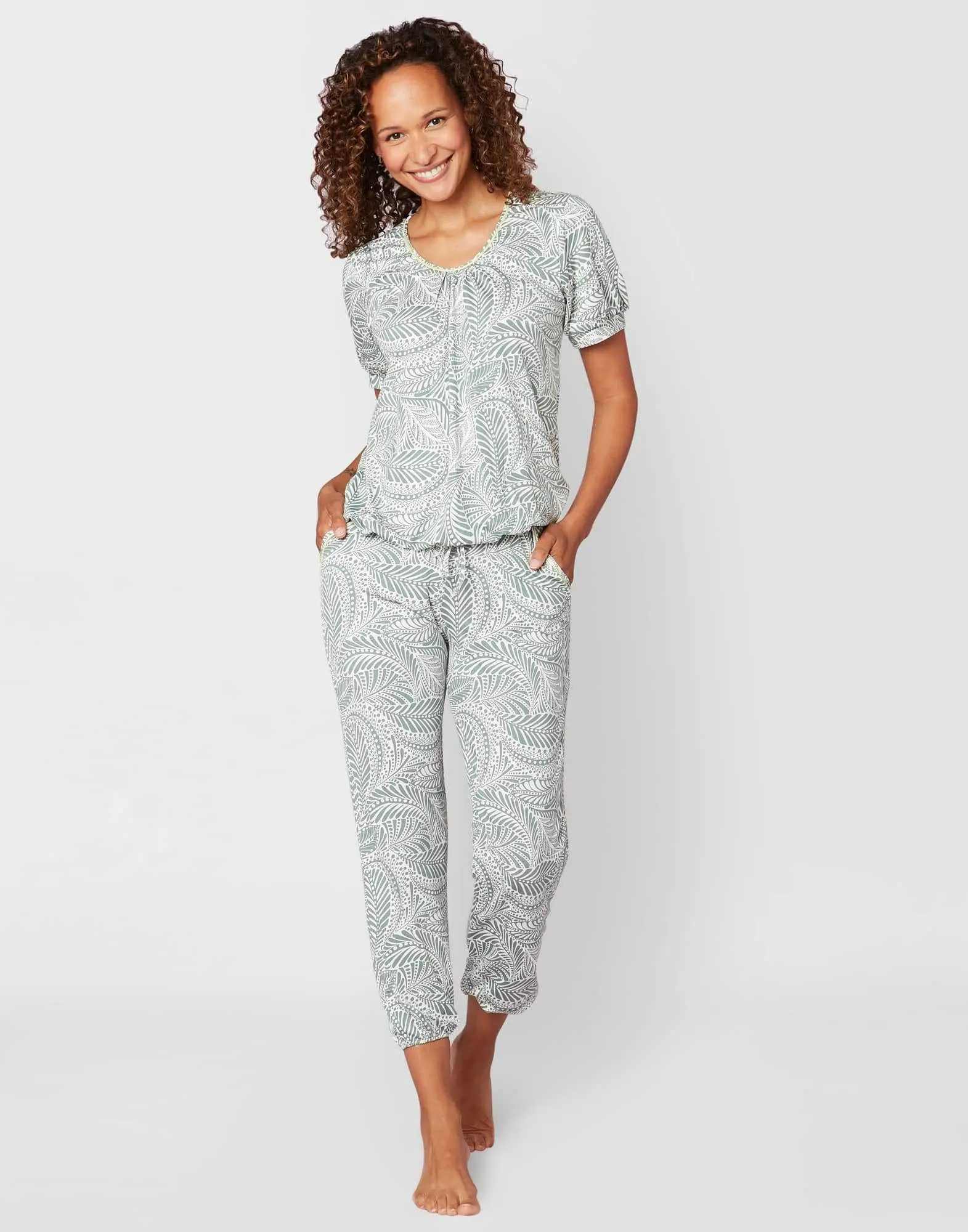 Patterned cropped pyjamas in viscose-elastane COACHELLA 502 bamboo