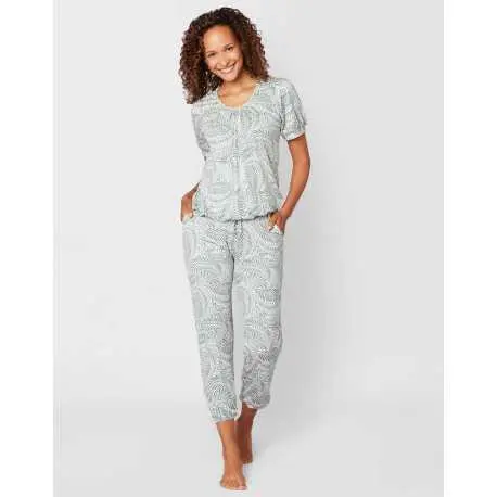 Patterned cropped pyjamas in viscose-elastane COACHELLA 502 bamboo