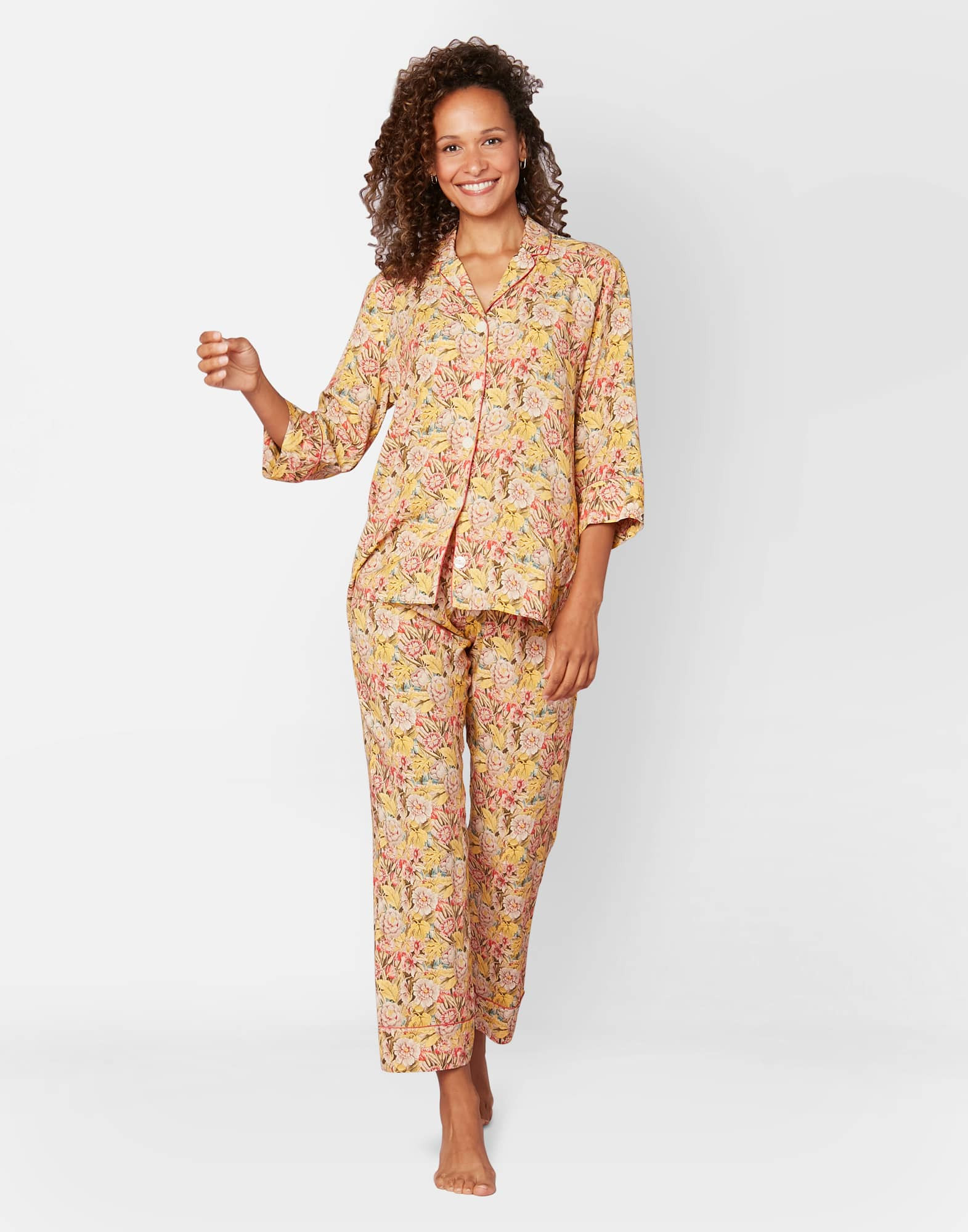 Cropped pyjamas in patterned ECOVERO™ viscose AMARETTI 506 multicolour