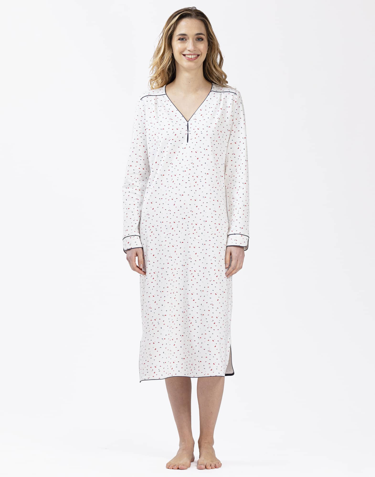 Chemise de nuit en coton écru HOLLY 611 écru