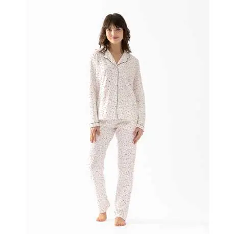 Pyjama boutonné en coton écru HOLLY 606 écru