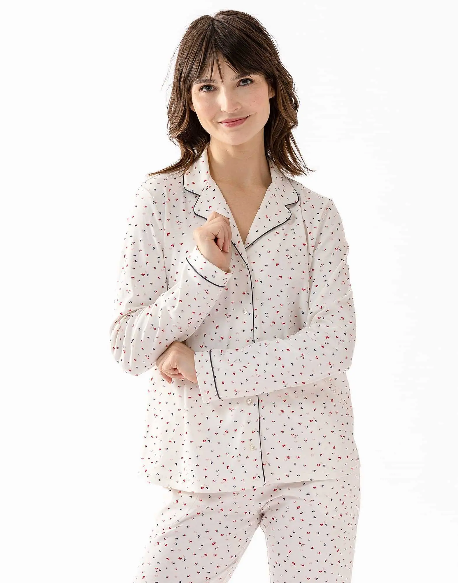 Pyjama boutonné en coton écru HOLLY 606 écru
