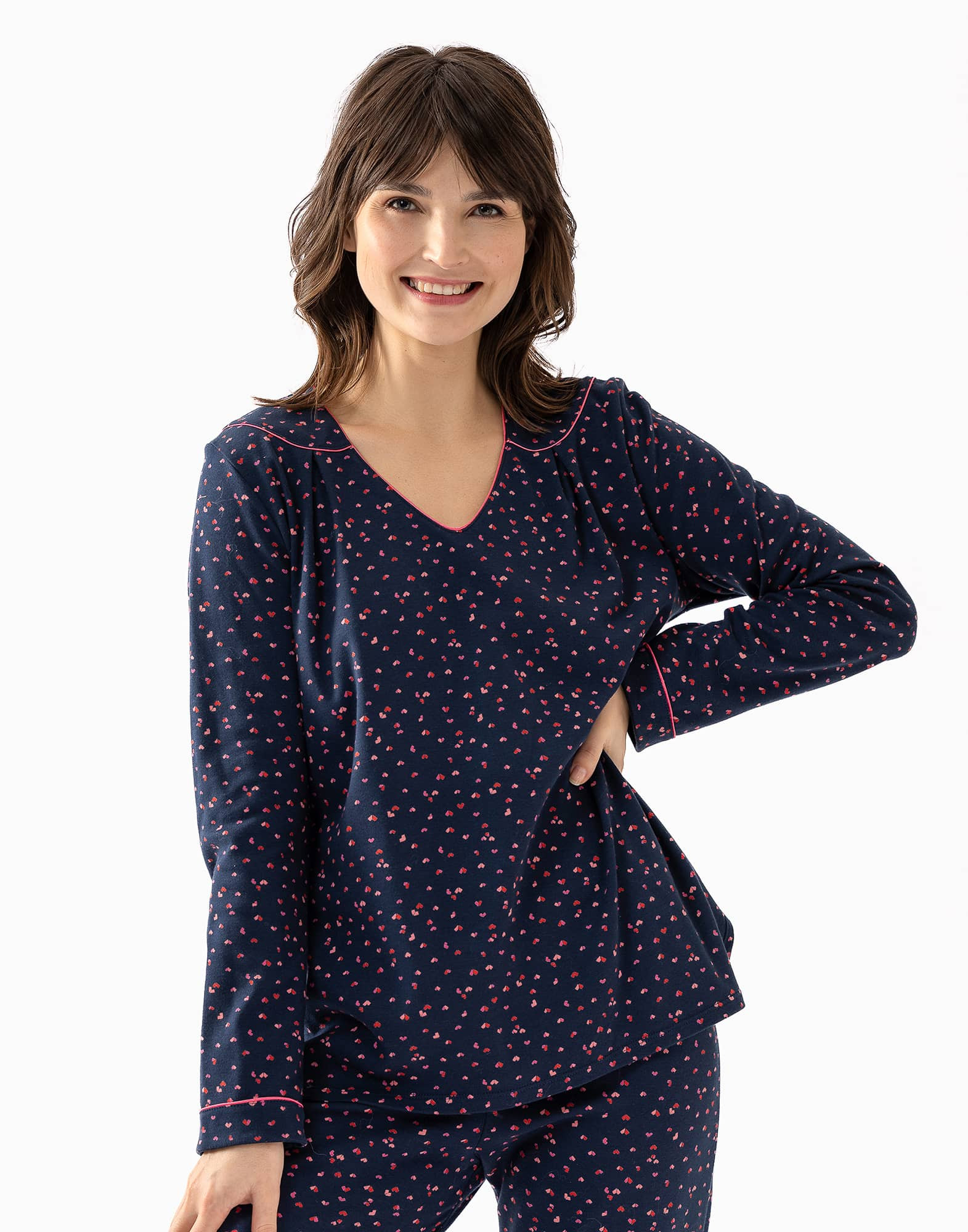 100% cotton interlock pyjamas HOLLY 602 navy blue