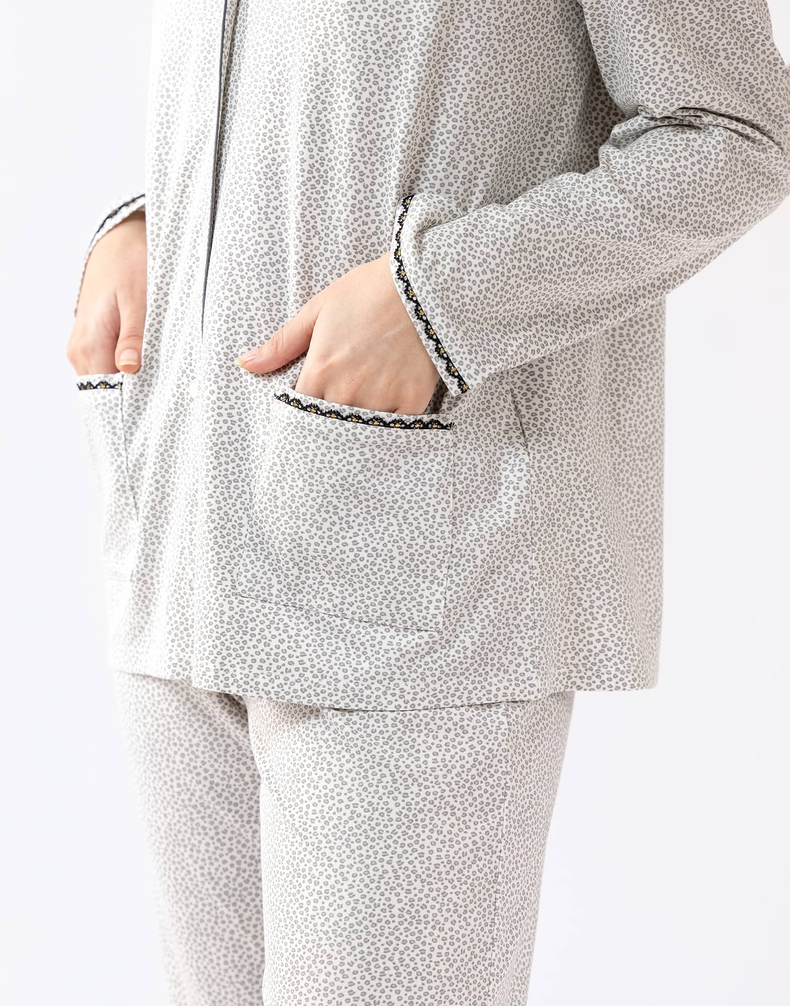 Buttoned jersey fabric pyjamas FOREVER 606 grey