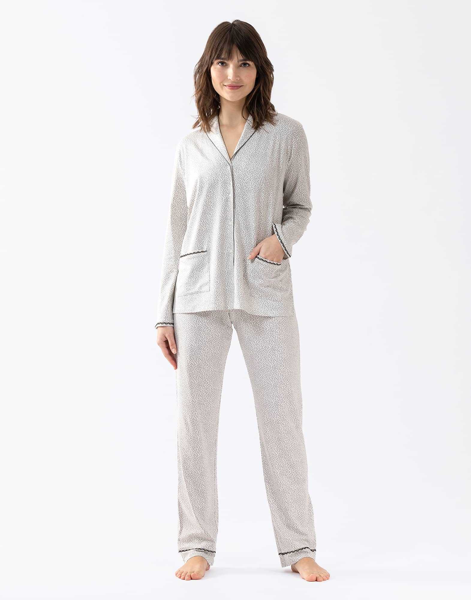 Buttoned jersey fabric pyjamas FOREVER 606 grey| Lingerie le Chat