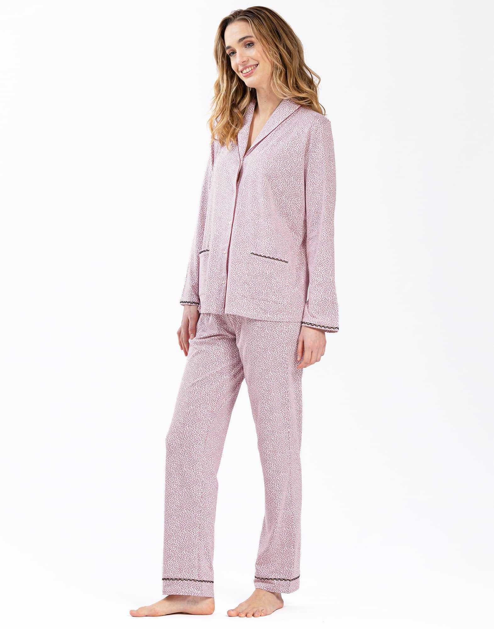 Buttoned jersey fabric pyjamas FOREVER 606 pink| Lingerie le Chat