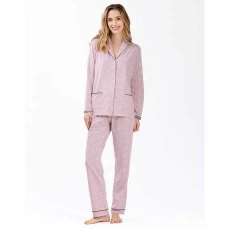 Pyjama boutonné en jersey rose FOREVER 606 rose| Lingerie le Chat